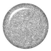 ibd Flash Gel Moonlit Swatch, silver glitter shade swatch of Moonlit flash gel polish, light-reflective and sparkling finish.